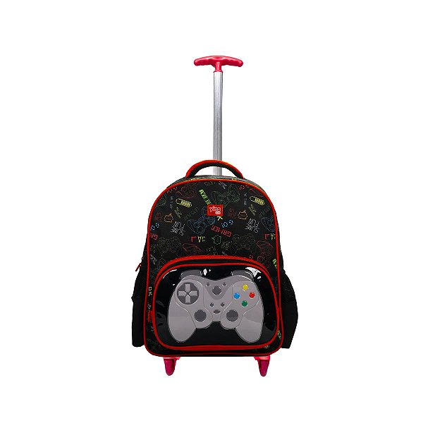 Mochila Rodinha Meninos Gamer Jogos Escolar Infantil