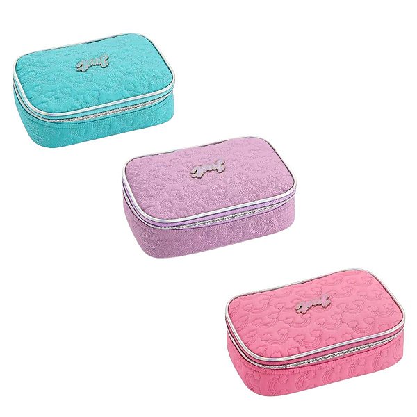 Estojo Escolar Organizador Nylon Grande Retangular Feminino