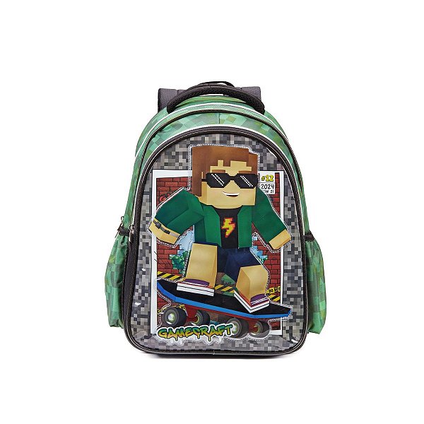 Mochila Costas Gamecraft Meninos Escolar Jogos