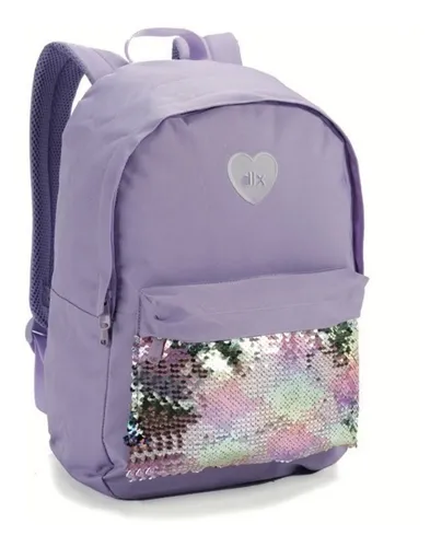 Mochila Juvenil Feminina Brilhante Paetê