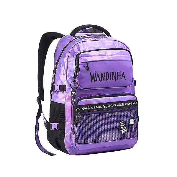 Mochila Costas Wandinha Addams Escolar Holográfica Infantil