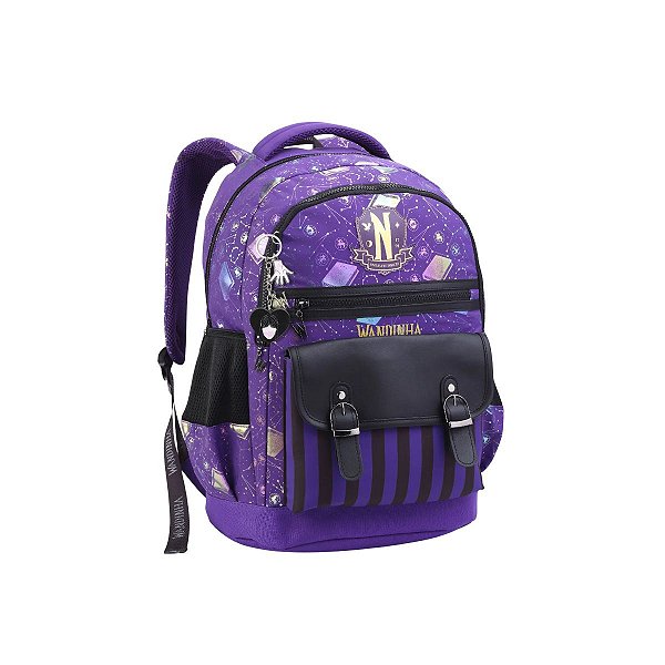 Mochila Costas Wandinha Addams Escolar Chaveiro Infantil