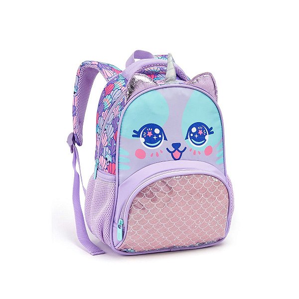 Mochila Costas Creche Gatinha Panda Pré Escola Infantil