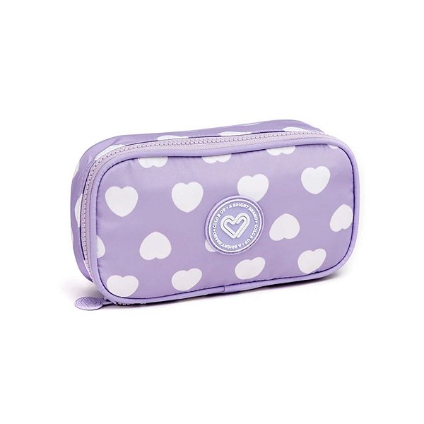 Estojo Box Escolar Corações Com Divisórias Internas Meninas