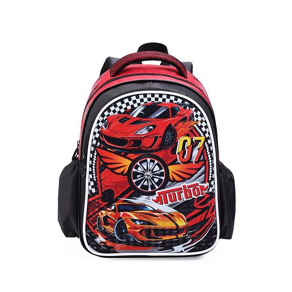 Mochila Costas Infantil Carros Corrida Escolar Espaçosa