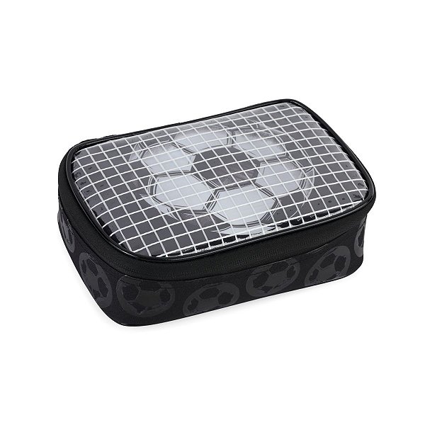 Estojo Box Bola De Futebol Escolar Meninos Com Divisórias