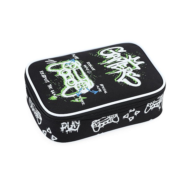 Estojo Box Gamer Escolar Grande Com Divisórias Internas