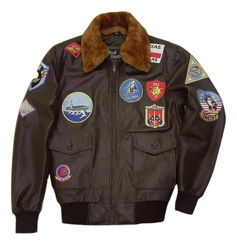 Jaqueta Top Gun Couro Legitimo Aviador Jato Caça Militar