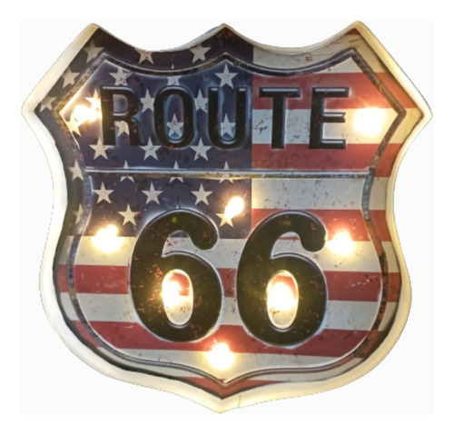 Painel Em Chapa Rota 66 Possui Luzes Decorativo Vintage