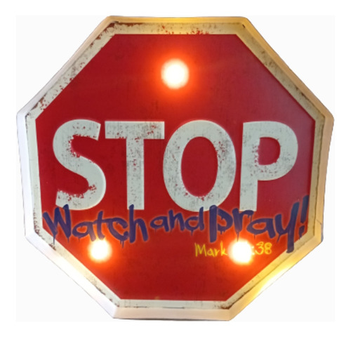 Painel Em Metal Stop Observe E Ore Decorativo Vintage Pilha