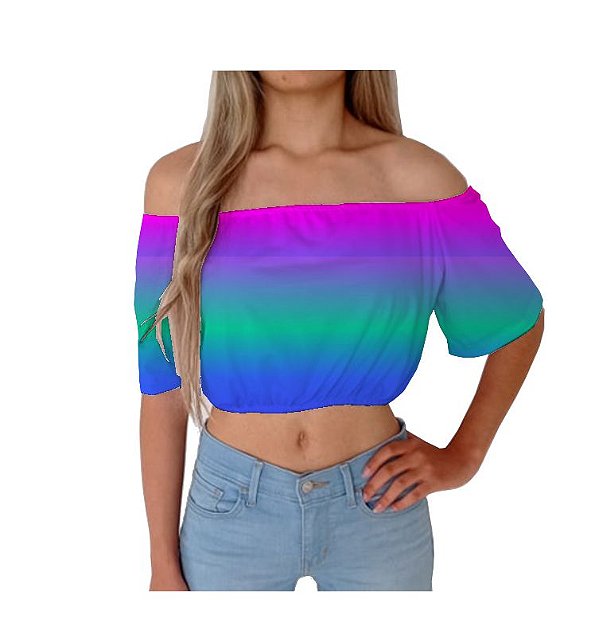 Cropped Ciganinha | Degrade Rosa e Azul