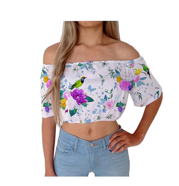 Cropped Ciganinha | Pássaro Flores