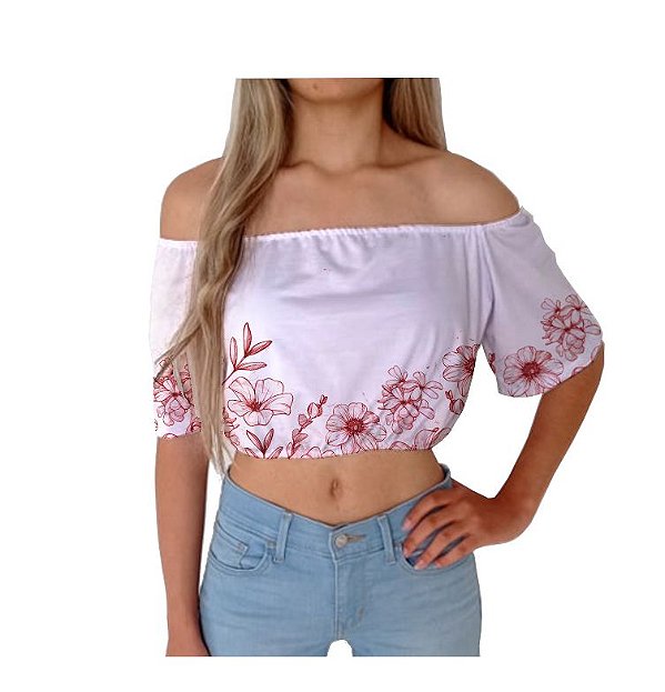 Cropped Ciganinha | Flores Marrom