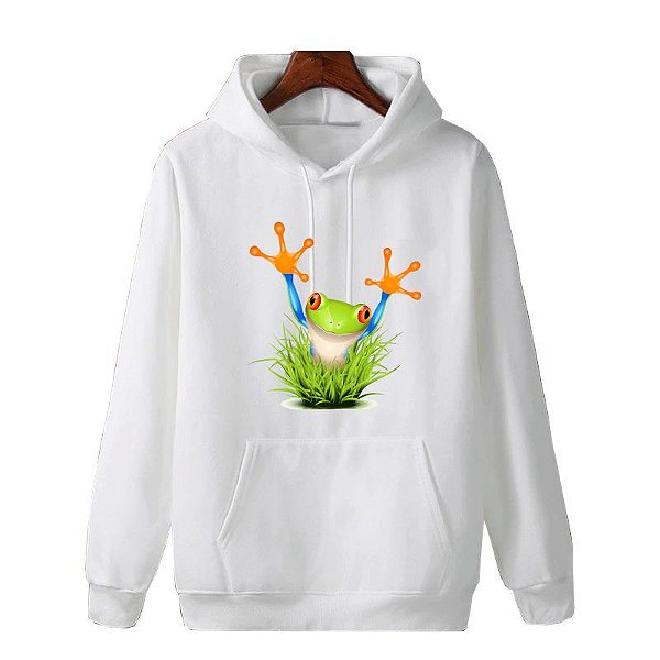 Blusa de Moletom Branco Canguru | Sapinho