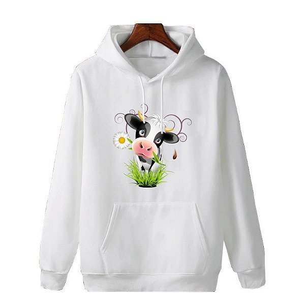 Blusa de Moletom Branco Canguru | Vaquinha