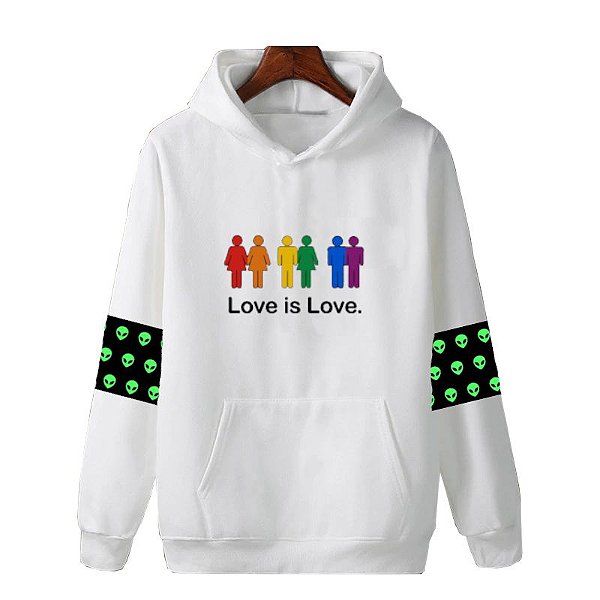 Blusa de Moletom Canguru | Love is Love Mangas Et Verde