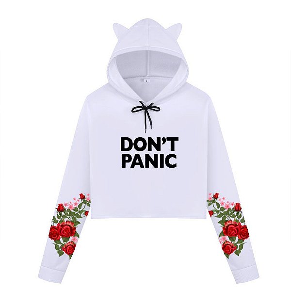Cropped de Moletom Estampado nas Mangas Floral Vermelho | Don´t Panic 2