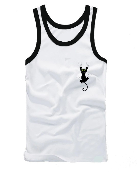 Regata Masculina Tecido Elastano Superior MD3 | Gatinho Preto