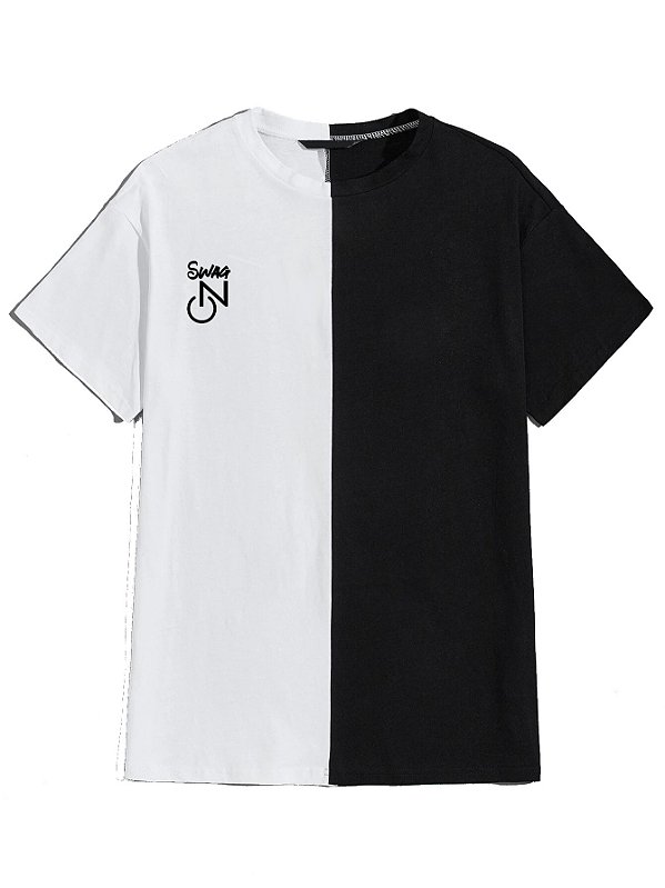 Camiseta Masculina Tecido Elastano Superior Swag On | Metade Branca e -  Swag On
