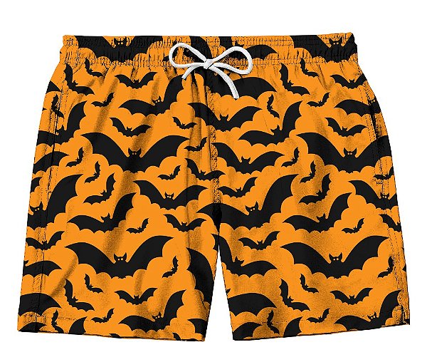 Short Masculino de Tactel | Morcegos Fundo Laranja