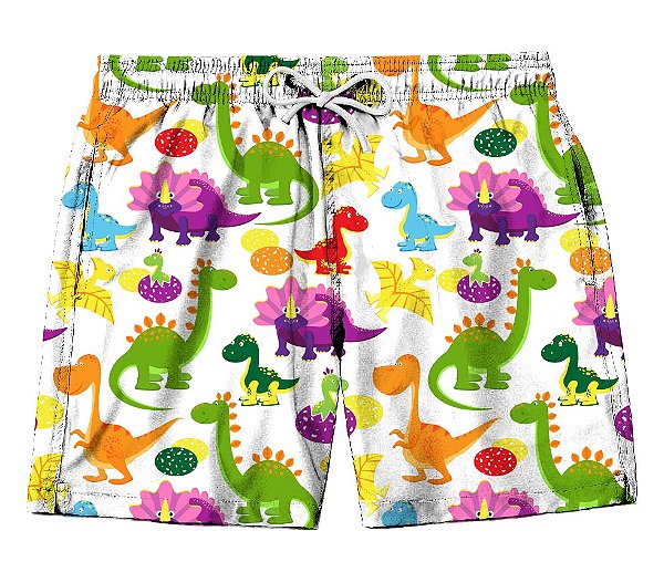 Short Masculino de Tactel | Dinossauros Coloridos