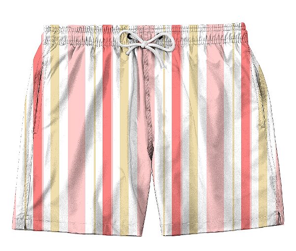 Short Masculino de Tactel | Listras Rosas