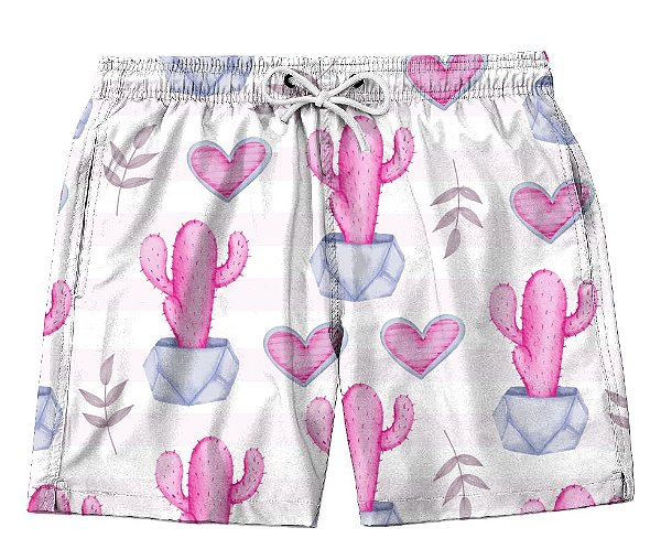 Short Masculino de Tactel | Cactos Rosa