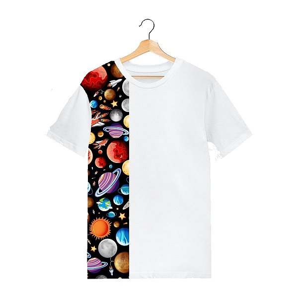 Camiseta Masculina Tecido Elastano Superior Swag On | Galáxia Planetas