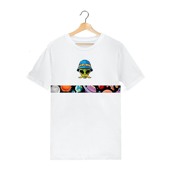 Camiseta Masculina Tecido Elastano Superior Swag On | Faixa Planetas e Et.