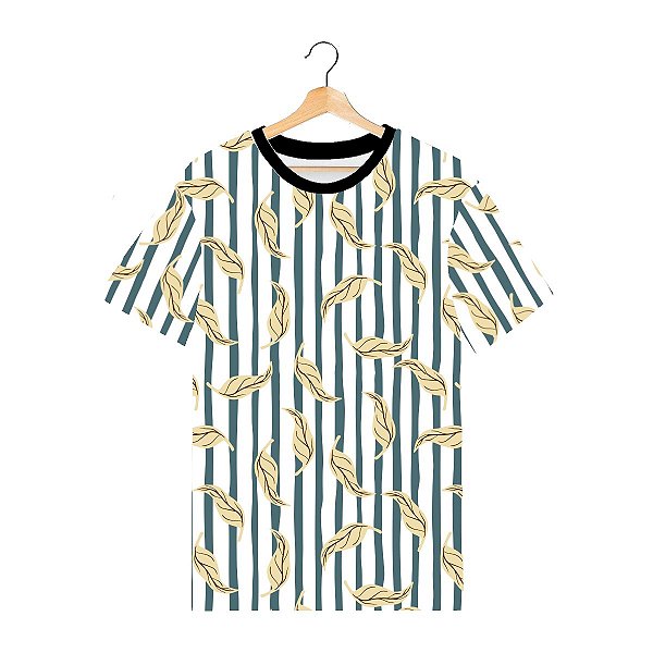 Camiseta Masculina Tecido Elastano Superior Swag On | Folhas secas