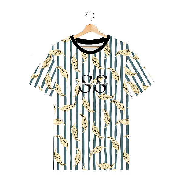 Camiseta Masculina Tecido Elastano Superior Swag On | Folhas Secas Stay Strong