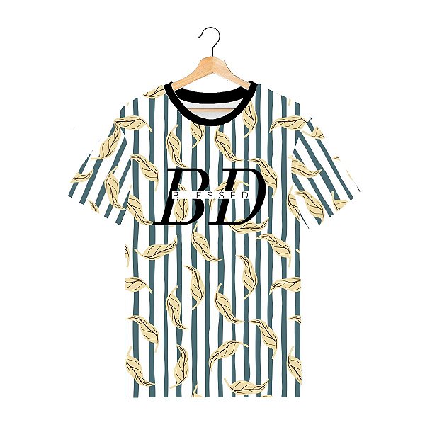 Camiseta Masculina Tecido Elastano Superior Swag On | Folhas Secas Blessed