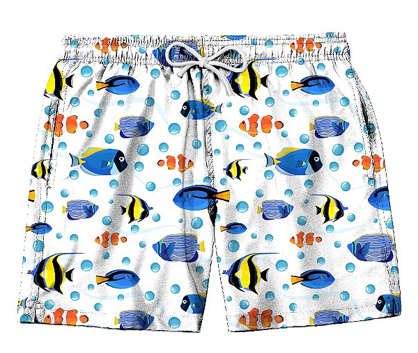 Short Masculino de Tactel | Peixinhos Coloridos