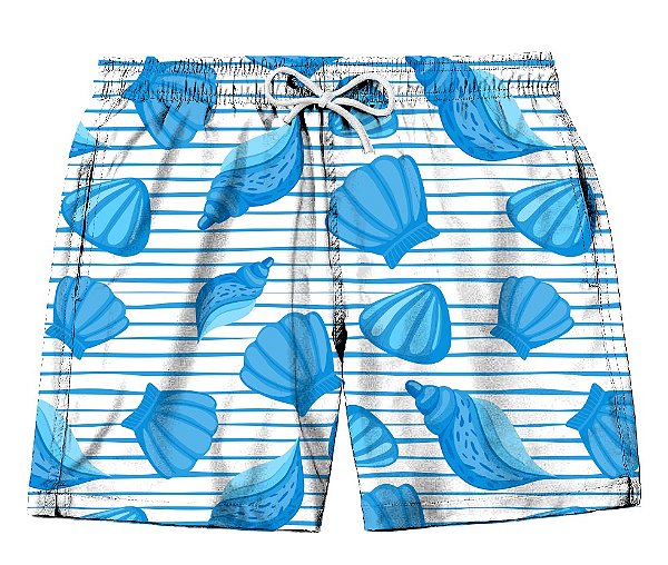 Short Masculino de Tactel | Conchas Azul
