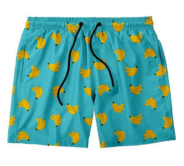 Short Masculino de Tactel | Bananas Fundo Azul