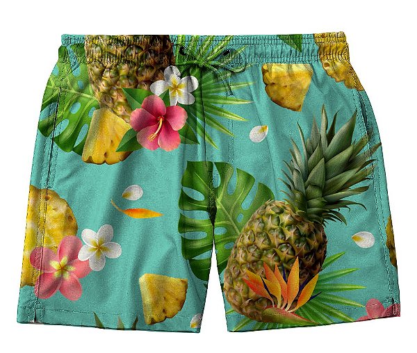 Short Masculino de Tactel | Abacaxi Frutas