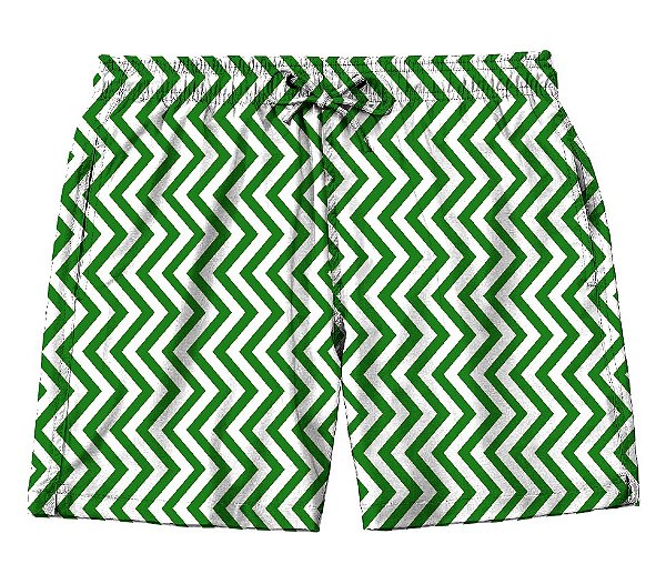 Short Masculino de Tactel | Listras Zig Zag Verde