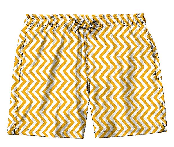 Short Masculino de Tactel | Listras Zig Zag Amarelo
