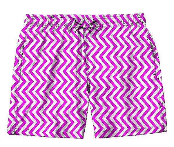 Short Masculino de Tactel | Listras Zig Zag Roxo
