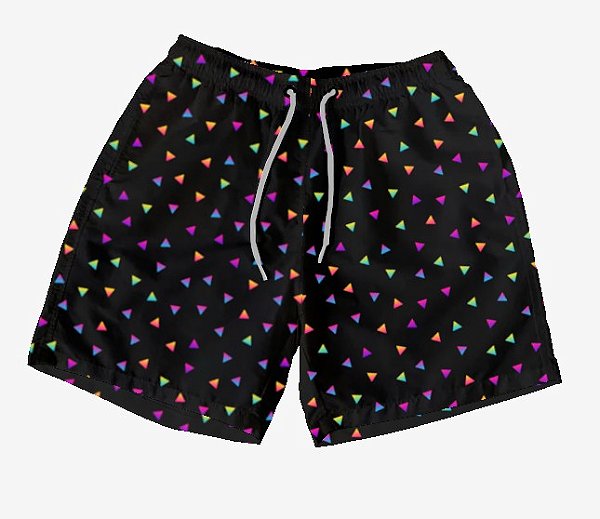 Short Masculino de Tactel | Triângulos Neon