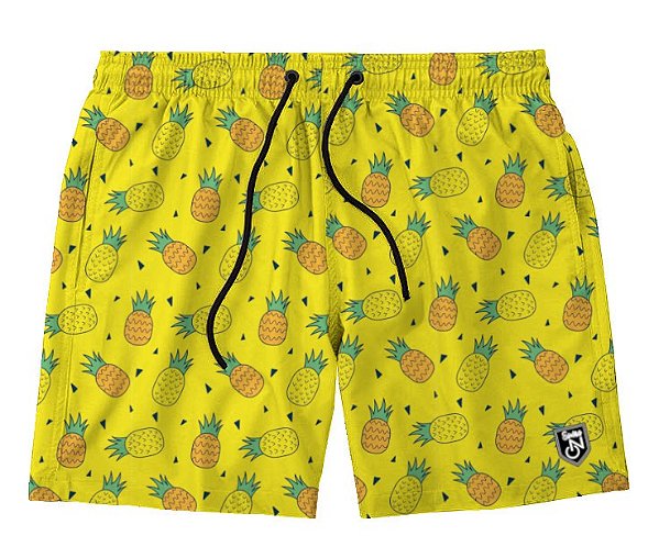 Short Masculino de Tactel | Abacaxis Laranja e Amarelo