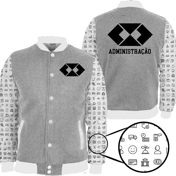Universitários - Jaqueta College Mangas Estampadas - Curso Administração 2