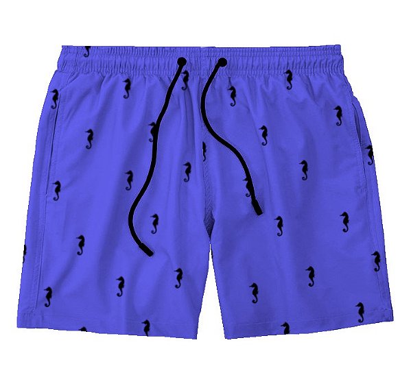Short Masculino de Tactel | Cavalo Marinho Fundo Azul