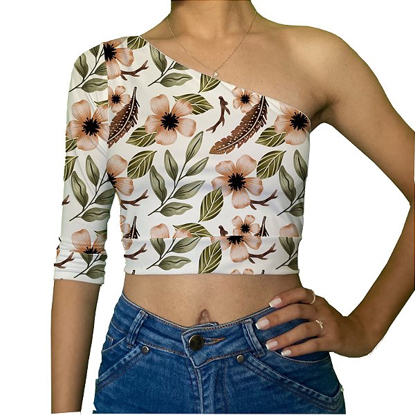 Cropped Uma Manga | Flores Vintage