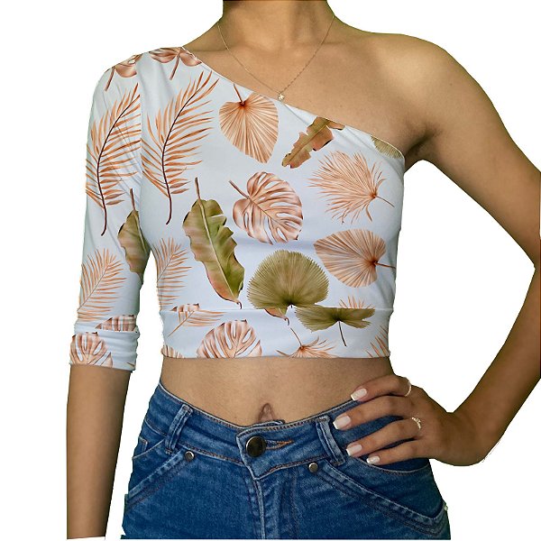 Cropped Uma Manga | Folhagens Vintage