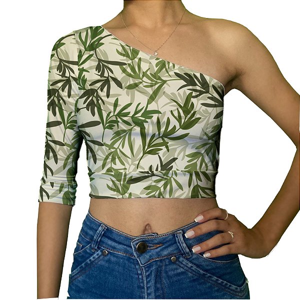 Cropped Uma Manga | Folhagens