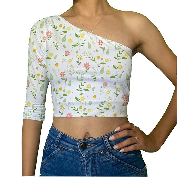 Cropped Uma Manga | Flores