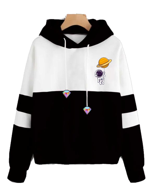 Blusa de Moletom P&B | Astronauta Saturno e Pin Diamante