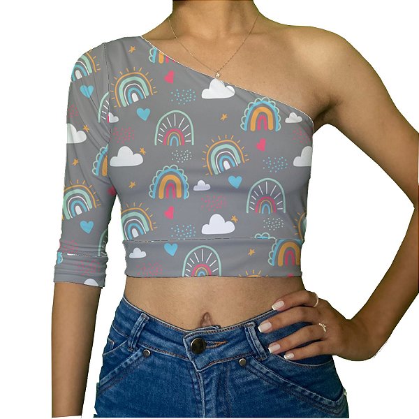 Cropped Uma Manga | Arco-íris Símbolos