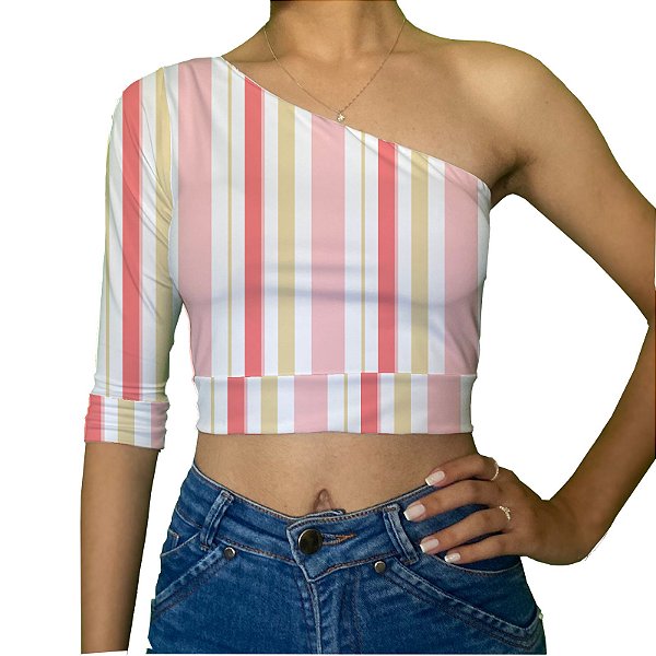Cropped Uma Manga | Listras Rosê